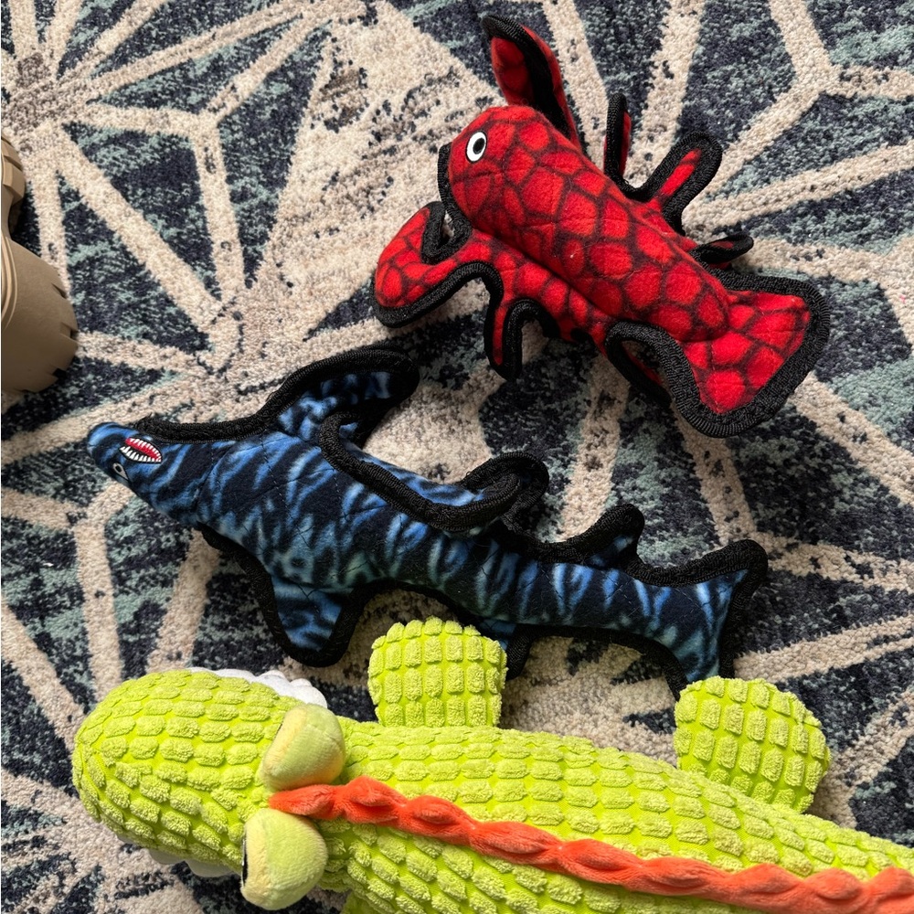 Pet toys, these items are new. Two smaller do not have tags, the larger one yes